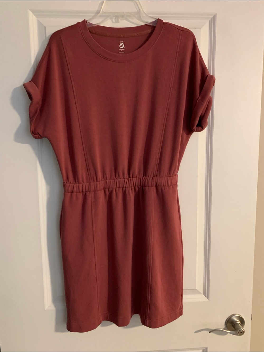 Lou & Grey Short Sleeve Elastic Waist Mini Dress - Rosewood